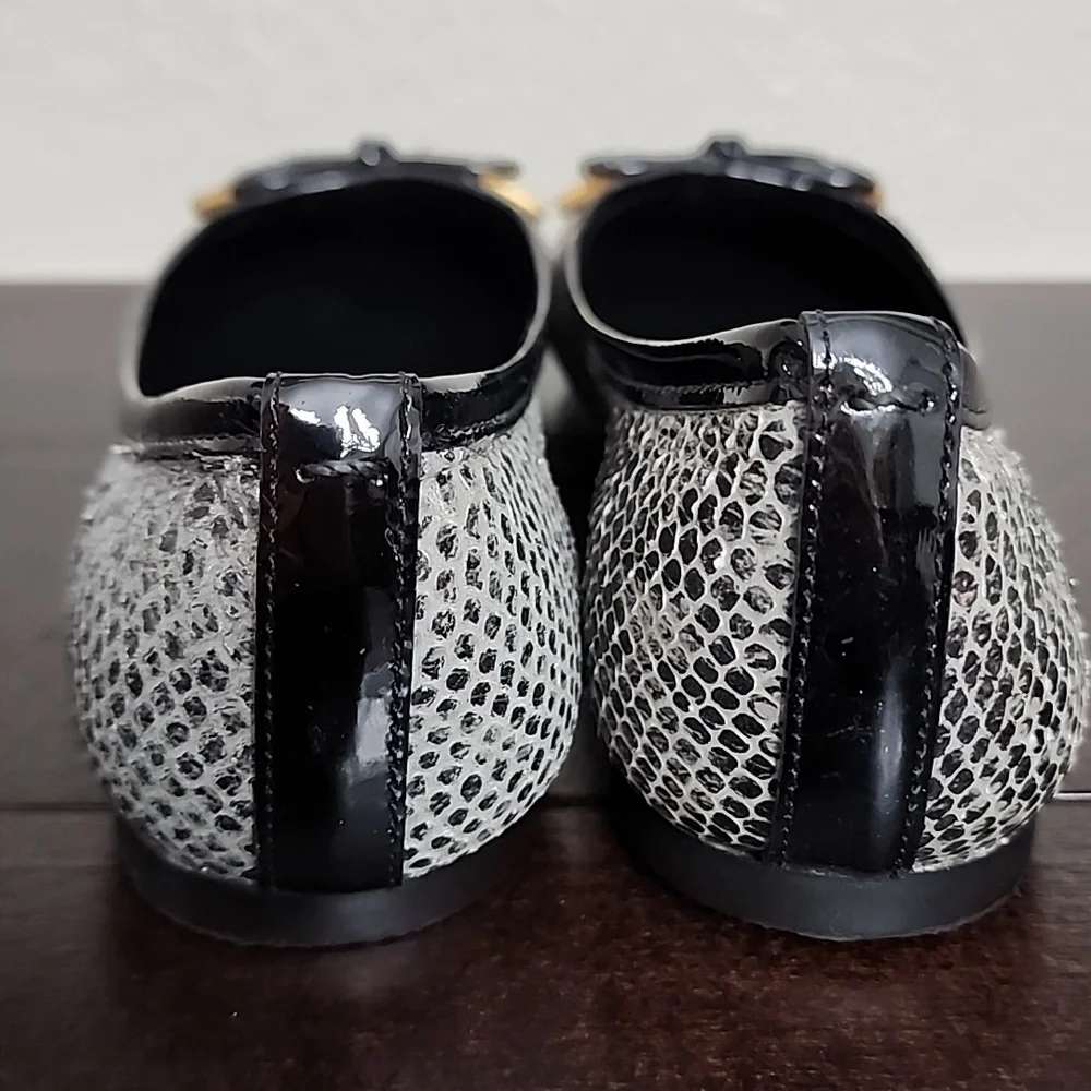Tory Burch Verbena-Tribal Pitone Snake Skin Classic Ballet Flats Size 7.5M